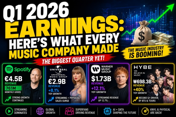 Q1 2026 Music Industry Earnings: What Spotify, UMG, Warner &amp; HYBE Made